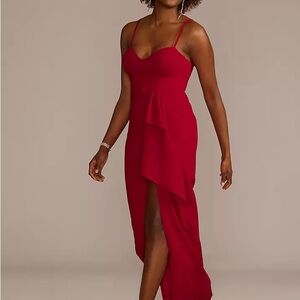David's Bridal Asymmetrical Red Dress